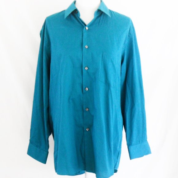Van Heusen Blue Satin Stripe Shirt Neck 16 - Picture 3 of 8